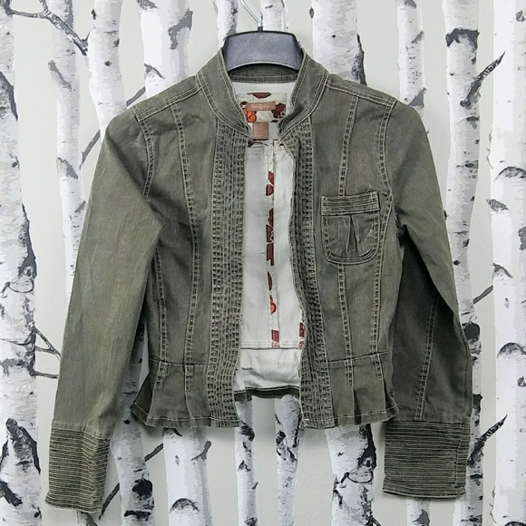 Forever 21 Jackets & Blazers - Green Mandarin Collar Peplum Jacket S